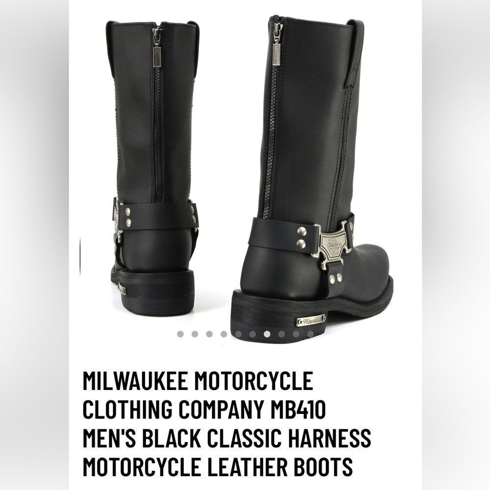 Milwaukee Leather Men's Black Harness Motorcycle Boots